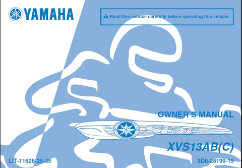 YAMAHA XVS13AB(C) MOTORCYCLE OWNERS MANUAL 100 PAGES ENGLISH