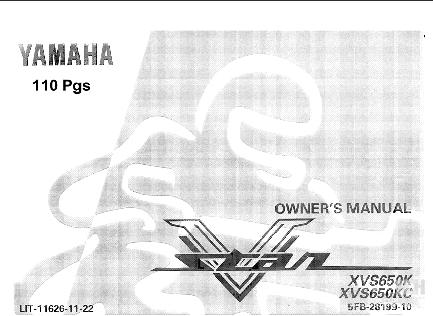 YAMAHA XVS650K XVS650KC MOTORCYCLE OWNER'S MANUAL 104 PAGES ENG