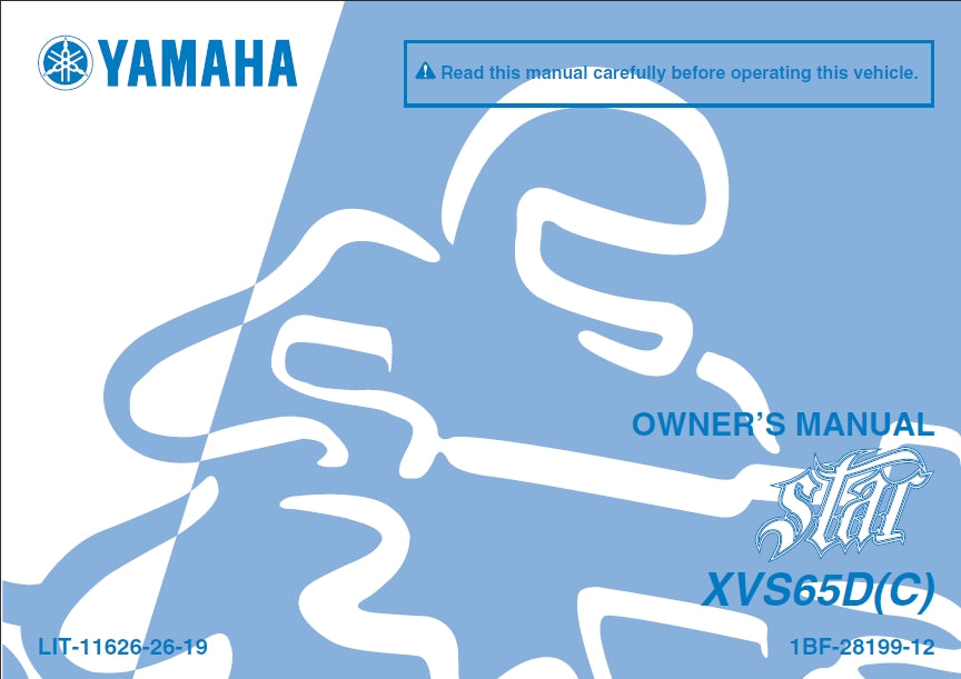 YAMAHA XVS65D MOTORCYCLE OWNER'S MANUAL 98 PAGES ENGLISH