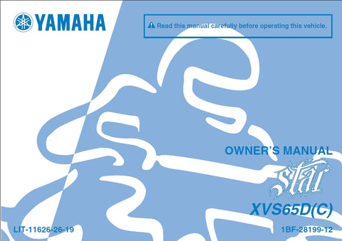 YAMAHA XVS65D MOTORCYCLE OWNER'S MANUAL 98 PAGES ENGLISH