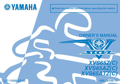 YAMAHA XVS65Z(C) XVS65AZ(C) XVS65ATZ(C) MOTORCYCLE OWNERS MANUAL 102 PAGES ENGLISH