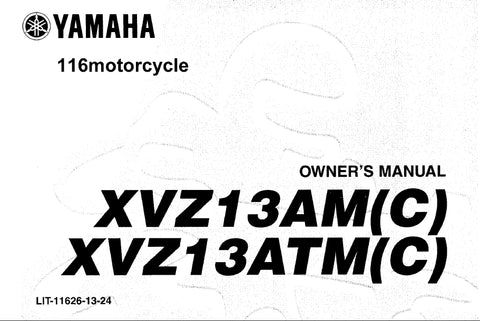 YAMAHA XVZ13AM(C) XVZ13ATM(C) MOTORCYCLE OWNERS MANUAL 107 PAGES ENGLISH