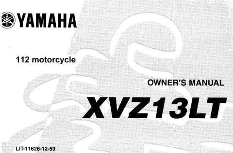 YAMAHA XVZ13LT MOTORCYCLE OWNERS MANUAL 104 PAGES ENGLISH