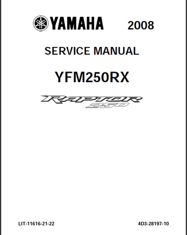 YAMAHA YFM250RX RAPTOR MOTORCYCLE SERVICE MANUAL 311 PAGES ENG