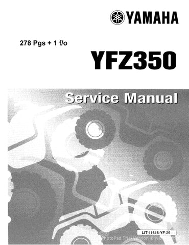 YAMAHA YFZ350 ALL TERRAIN VEHICLE SERVICE MANUAL 278 PAGES ENGLISH