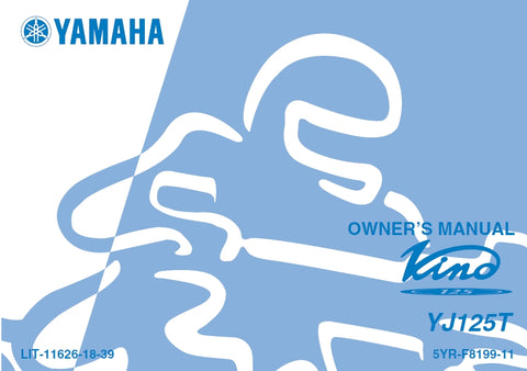 YAMAHA YJ125T VINO SCOOTER OWNER'S MANUAL 76 PAGES ENG