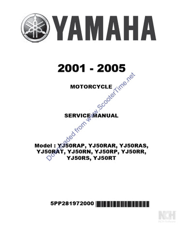 YAMAHA YJ50RAP YJ50RAR YJ50RAS YJ50RAT YJ50RN YJ50RP YJ50RR YJ50RS YJ50RT SCOOTER SERVICE MANUAL 228 PAGES ENGLISH