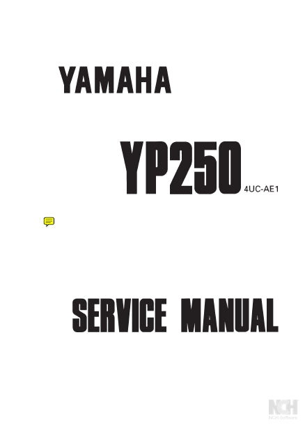 YAMAHA YP250 SCOOTER SERVICE MANUAL 267 PAGES ENGLISH