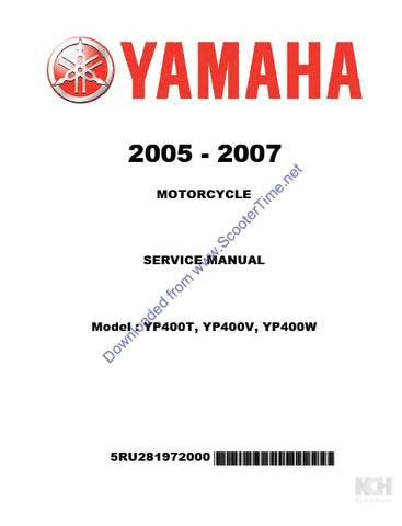 YAMAHA YP400T YP400V YP400W SCOOTER SERVICE MANUAL 390 PAGES ENGLISH