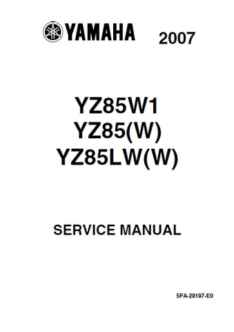YAMAHA YZ85W1 YZ85(W) YZ85LW(W) MOTORCYCLE SERVICE MANUAL 255 PAGES ENGLISH