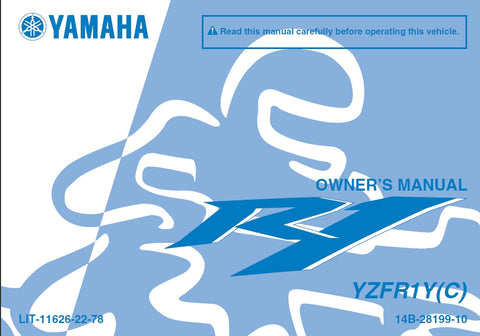 YAMAHA YZFR1Y(C) MOTORCYCLE OWNER'S MANUAL 122 PAGES ENGLISH