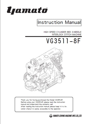 YAMATO VG3511-8F SEWING MACHINE INSTRUCTION MANUAL 52 PAGES ENG