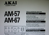 AKAI AM-57 AM-67 DIGITAL INTEGRATED AMP OPERATOR'S MANUAL INC CONN DIAGS AND TRSHOOT GUIDE 14 PAGES ENG