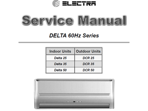 AIRWELL DELTA 25 ELECTRA 60Hz SERIES AIR CONDITIONERS SERVICE MANUAL INC WIRING DIAGS TRSHOOT GUIDE AND PARTS LIST 66 PAGES ENG