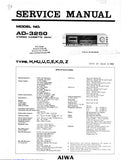 AIWA AD-3250 STEREO CASSETTE DECK SERVICE MANUAL INC PCBS SCHEM DIAGS AND PARTS LIST 13 PAGES ENG