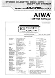 AIWA AD-6700H, C, U,E, K, G STEREO CASSETTE DECK SERVICE MANUAL INC PCBS LEVEL DIAG SCHEM DIAG AND PARTS LIST 31 PAGES ENG