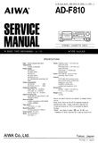 AIWA AD-F810 STEREO CASSETTE DECK SERVICE MANUAL INC BLK DIAG PCBS SCHEM DIAGS AND PARTS LIST 24 PAGES ENG
