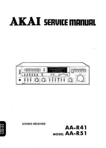 AKAI AA-R41 AA-R51 STEREO RECEIVER SERVICE MANUAL INC PCBS SCHEM DIAGS AND PARTS LIST 56 PAGES ENG
