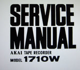 AKAI 1710W REEL TO REEL STEREO TAPE RECORDER SERVICE MANUAL INC TRSHOOT GUIDE SCHEM DIAG PCB AND PARTS LIST 44 PAGES ENG