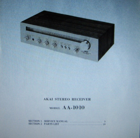 AKAI AA-1010 AM FM STEREO RECEIVER SERVICE MANUAL INC SCHEMS PCBS AND PARTS LIST 32 PAGES ENG