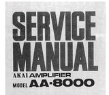 AKAI AA-8000 STEREO TUNER AMP SERVICE MANUAL INC TRSHOOT GUIDE SCHEMS PCBS AND PARTS LIST 20 PAGES ENG