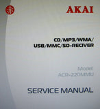 AKAI ACR-220MMU CD MP3 WMA USB MMC SD RECEIVER SERVICE MANUAL INC SCHEMS PCBS AND PARTS LIST 20 PAGES ENG
