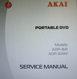 AKAI ADP-841 ADP-841M PORTABLE DVD SERVICE MANUAL INC BLK DIAG AND SCHEMS 39 PAGES ENG