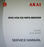 AKAI ADV-63DR DVD VCD CD MP3 RECEIVER SERVICE MANUAL INC BLK DIAGS SCHEMS PCBS AND PARTS LIST 40 PAGES ENG