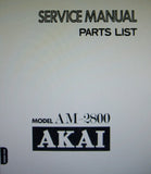 AKAI AM-2800 STEREO PRE MAIN INTEGRATED AMP SERVICE MANUAL INC SCHEM DIAG LEVEL DIAG PCBS AND PARTS LIST 31 PAGES ENG