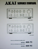 AKAI AM-75 AM-95 DIGITAL INTEGRATED AMP SERVICE MANUAL INC BLK DIAG SCHEMS PCBS AND PARTS LIST 59 PAGES ENG