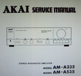AKAI AM-A335 AM-A535 STEREO INTEGRATED AMP SERVICE MANUAL INC BLK DIAG SCHEM DIAG PCBS AND PARTS LIST 16 PAGES ENG