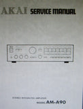 AKAI AM-A90 STEREO INTEGRATED AMP SERVICE MANUAL INC SCHEMS PCBS AND PARTS LIST 30 PAGES ENG