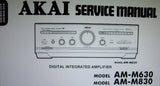 AKAI AM-M630 AM-M830 DIGITAL INTEGRATED AMP SERVICE MANUAL INC BLK DIAG SCHEMS PCBS AND PARTS LIST 60 PAGES ENG