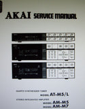AKAI AM-M5 AM-M7 STEREO INTEGRATED AMP AT-M5 AT-M5L QUARTZ SYNTHESIZER TUNER SERVICE MANUAL INC BLK DIAGS SCHEMS PCBS AND PARTS LIST 89 PAGES ENG