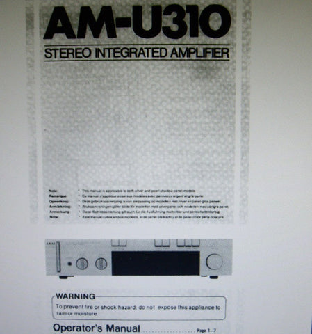 AKAI AM-U310 STEREO INTEGRATED AMP OPERATOR'S MANUAL INC CONN DIAGS 9 PAGES ENG