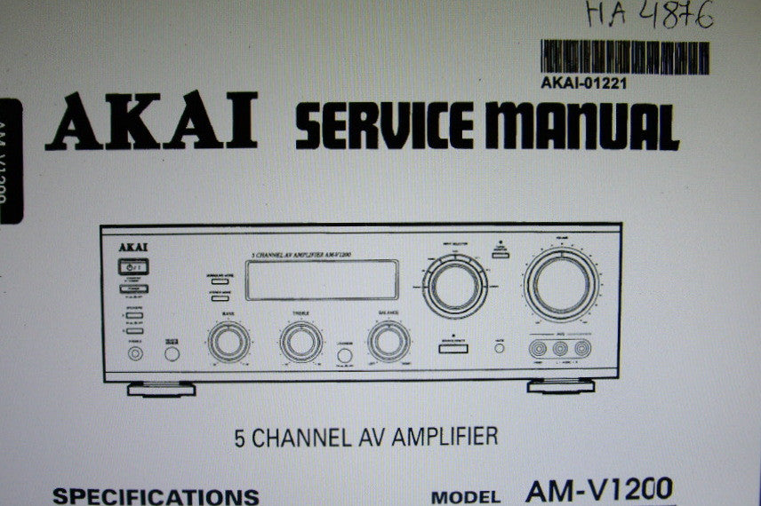 AKAI AM-V1200 5 CHANNEL AV AMP SERVICE MANUAL INC BLK DIAGS WIRING DIAG SCHEMS PCBS AND PARTS LIST 22 PAGES ENG