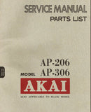 AKAI AP-206 AP-306 2 SPEED DIRECT DRIVE TURNTABLE SERVICE MANUAL INC BLK DIAG AND PCB'S 32 PAGES ENG