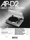AP-D2 DIRECT DRIVE TURNTABLE OPERATOR'S MANUAL INC CONN DIAG AND TRSHOOT GUIDE 44 PAGES ENG FRANC NL SVENSK DEUT ESP