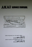 AKAI AP-L45 AP-L45C LINEAR TRACKING FULL AUTO DIRECT DRIVE TURNTABLE AP-L95 AP-L95C LINEAR TRACKING PROGRAMMABLE FULL AUTO DIRECT DRIVE TURNTABLE SERVICE MANUAL INC BLK DIAGS SCHEMS PCBS AND PARTS LIST 58 PAGES ENG