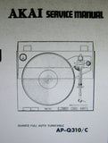 AKAI AP-Q310 AP-Q310C QUARTZ FULL AUTO TURNTABLE SERVICE MANUAL INC BLK DIAGS SCHEMS PCBS AND PARTS LIST 53 PAGES ENG