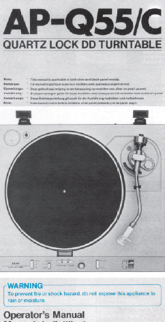 AP-Q55 AP-Q55C QUARTZ LOCK DIRECT DRIVE TURNTABLE OPERATOR'S MANUAL INC CONN DIAG 9 PAGES ENG