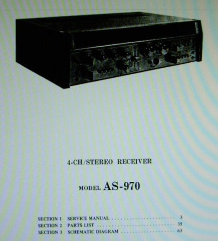 AKAI AS-970 4 CHANNEL STEREO RECEIVER SERVICE MANUAL INC BLK DIAG SCHEMS PCBS AND PARTS LIST 66 PAGES ENG