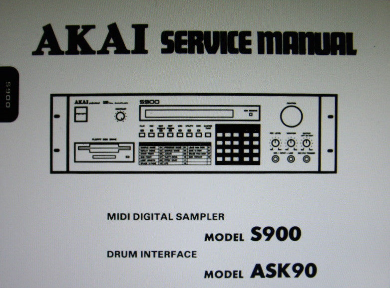 AKAI ASK90 DRUM INTERFACE S900 MIDI DIGITAL SAMPLER SERVICE MANUAL INC BLK DIAGS SCHEMS PCBS AND PARTS LIST 43 PAGES ENG