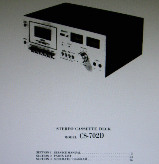 AKAI CS-702D STEREO CASSETTE TAPE DECK SERVICE MANUAL INC SCHEM DIAG PCBS AND PARTS LIST 37 PAGES ENG