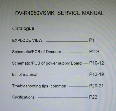 AKAI DV-R4050VSMK DVD HOME THEATRE SYSTEM SERVICE MANUAL INC SCHEMS PCBS AND TRSHOOT GUIDE 23 PAGES ENG