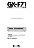 AKAI GX-F80 STEREO CASSETTE TAPE DECK OPERATOR'S MANUAL INC CONN DIAGS AND TRSHOOT GUIDE 18 PAGES ENG FRANC DEUT