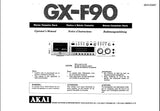 AKAI GX-F90 STEREO CASSETTE TAPE DECK OPERATOR'S MANUAL INC CONN DIAGS AND TRSHOOT GUIDE 18 PAGES ENG FRANC DEUT