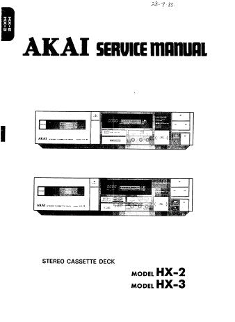 AKAI HX-2 HX-3 STEREO CASSETTE TAPE DECK SERVICE MANUAL INC BLK DIAGS SCHEMS PCBS AND PARTS LIST 65 PAGES ENG