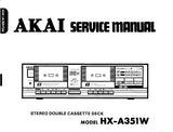AKAI HX-A351W STEREO DOUBLE CASSETTE TAPE DECK SERVICE MANUAL INC BLK DIAG SCHEM DIAG PCBS AND PARTS LIST 22 PAGES ENG