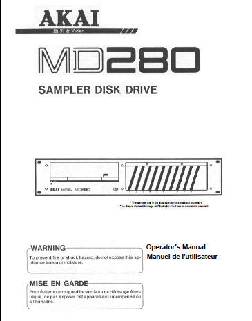 AKAI MD280 SAMPLER DISC DRIVE OPERATOR'S MANUAL INC CONN DIAG 8 PAGES ENG FRANC